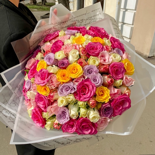 Букет "Bubble gum" из 101 розы микс (50 см) в Одинцово